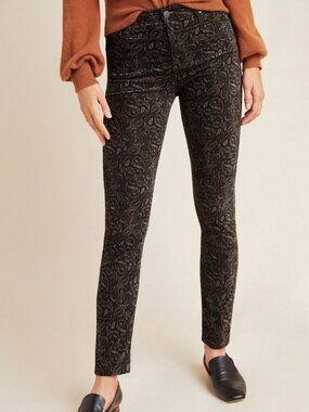 Anthro AG The Stevie Velvet High Rise Skinny Jeans